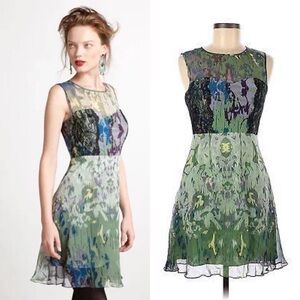 Anthropolgie Vessel by timo Silk & lace sleeveless Rare 2012 midi dress